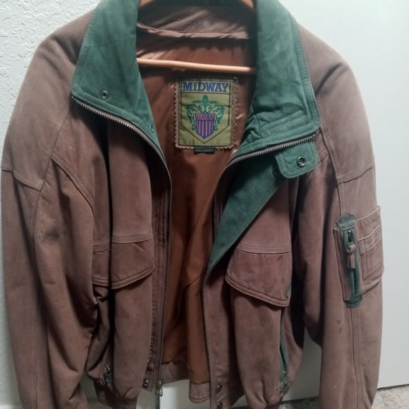 Midway Vintage Leather Mens Jacket Size: L Brown - Picture 1 of 6
